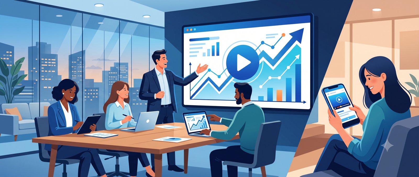 企業の動画マーケティング活用のイメージイラスト